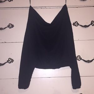 🐚 5/$25 black off the shoulder baggy crop top